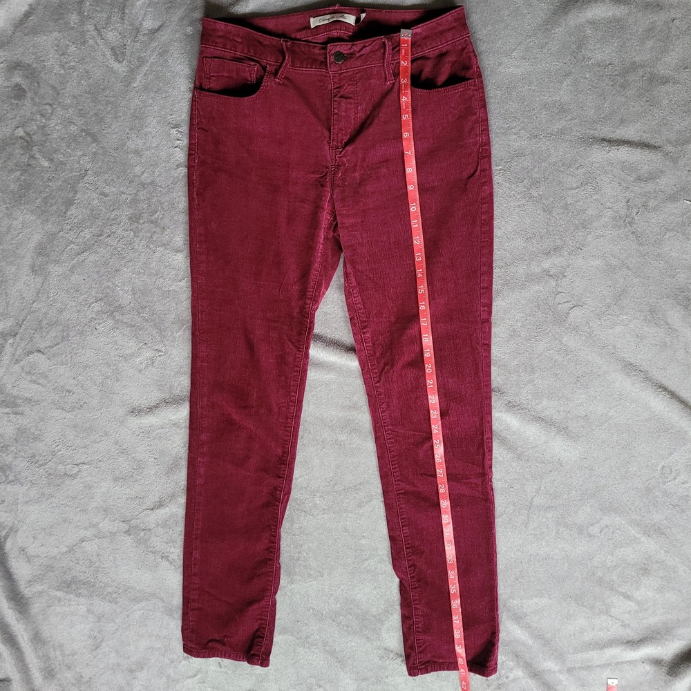 Christopher Blue 8 wine red corduroy pants slim leg mid rise twee preppy office - Picture 13 of 16